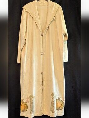 Blue Fish Hand NEW Painted Hooded Duster Coat OS Organic Cotton Lagenlook USA